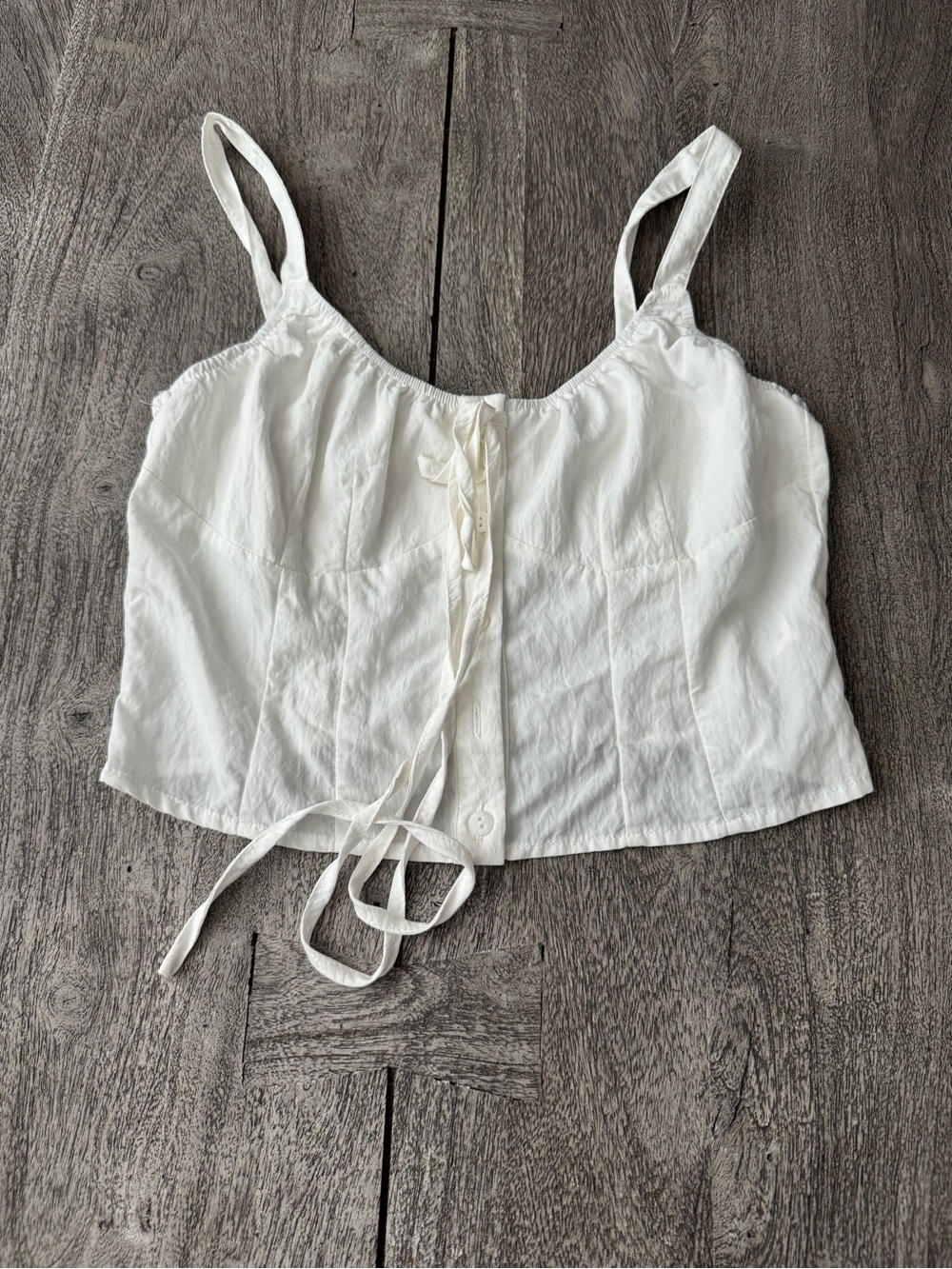 Commense White Tie-Front Cropped Camisole